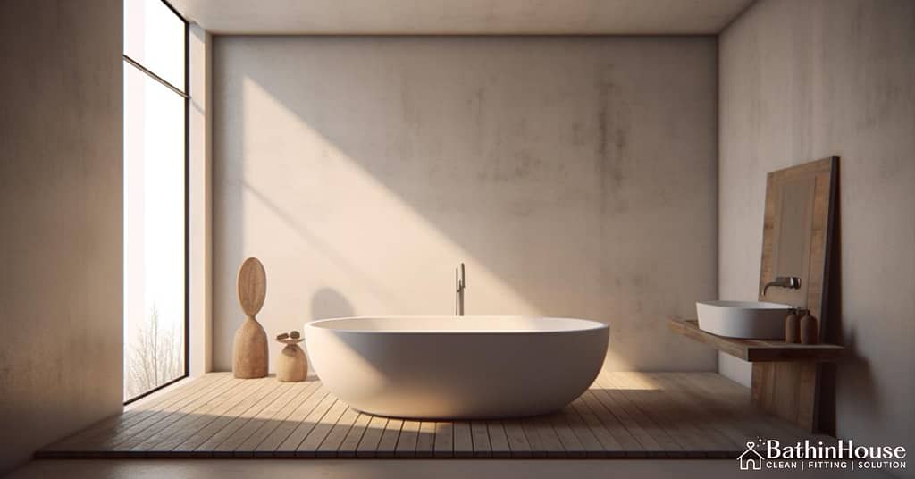 a concrete bathtub
