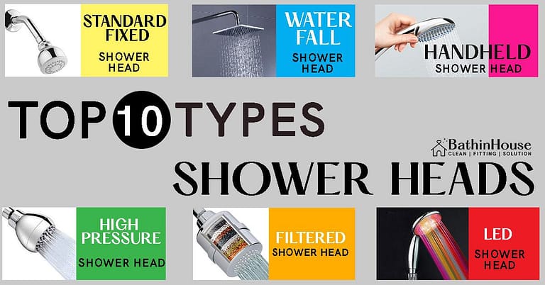 Top 10 Type Shower heads and picture is all Standard Shower Head, water fall shower heads , handheld shower heads