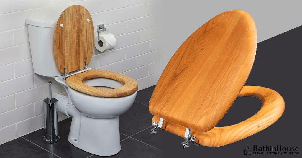 Wooden soft close toilet